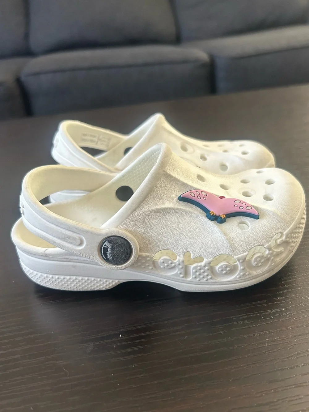 CROCS White Kids Clogs with Pink Star Charm